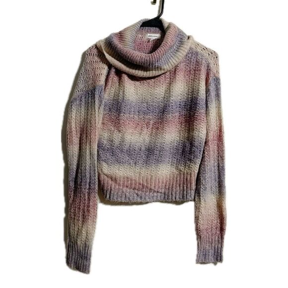 Cozy Pink and Purple Turtleneck Sweater - Picture 1 of 4